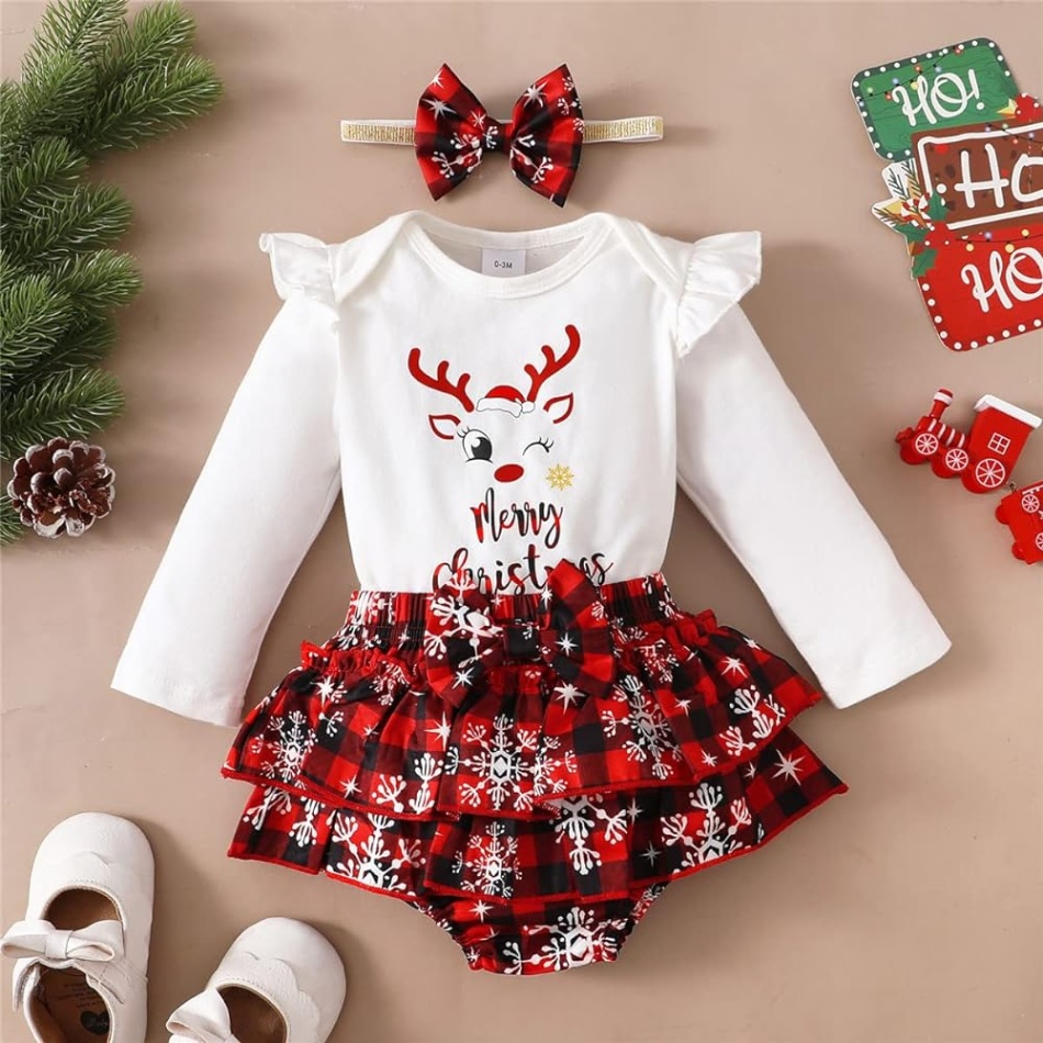 baby girl christmas outfit Niche Utama Home My First Christmas Baby Girl Outfit Newborn st Christmas Outfit Xmas  Reindeer Romper Short Pants Headband Clothes Set